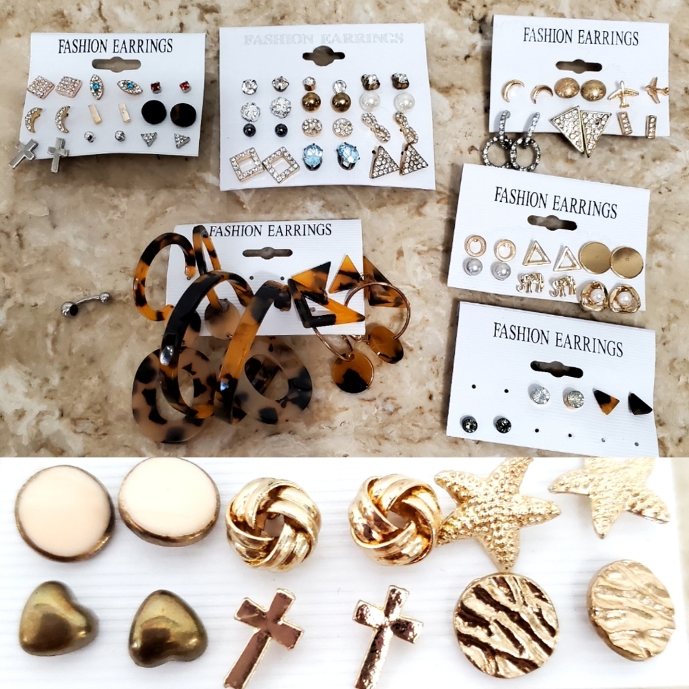 Mixed Lot 47 Earrings 1 Belly Button Ring Bundle